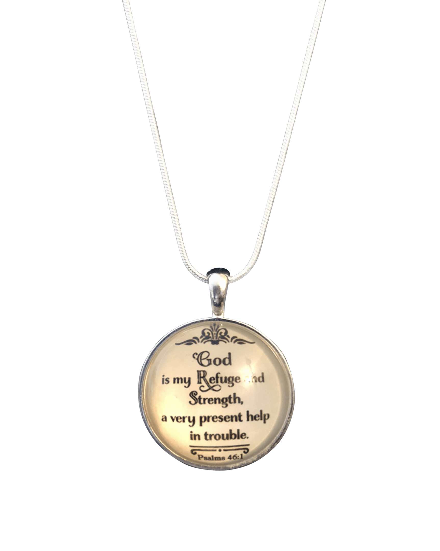 God is my refuge pendant with sterling silver necklace