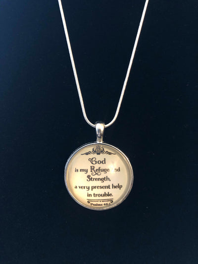 God is my refuge pendant with sterling silver necklace