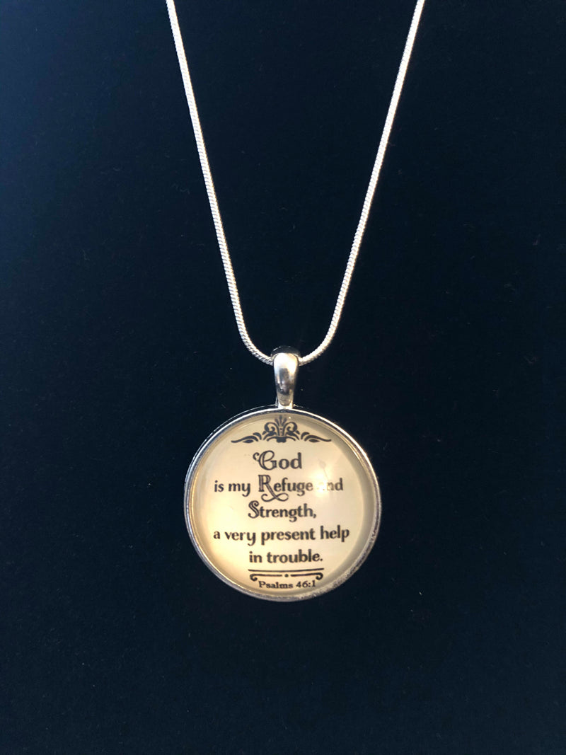 God is my refuge pendant with sterling silver necklace