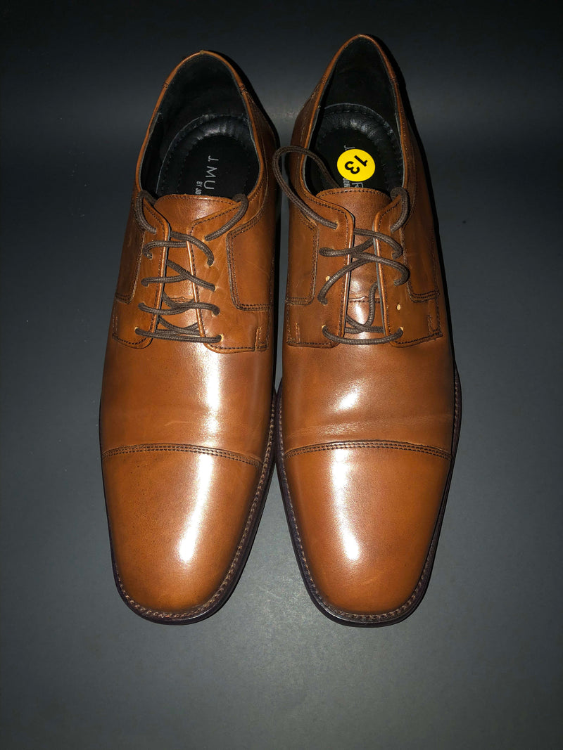 J Murphy Johnston & Murphy Brown Genuine Leather Oxford Lace Shoes Size 13 (Pre-owed)